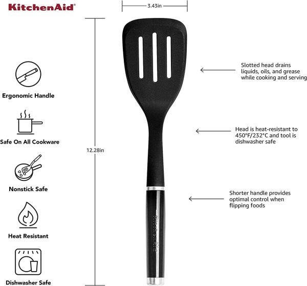 KitchenAid KO004OHOBA Gourmet Nylon Slotted Spoon, One size, Black